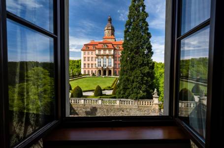 Widok na Zamek z pokoju 1-osobowego nr 417 (Oficyna Północna)